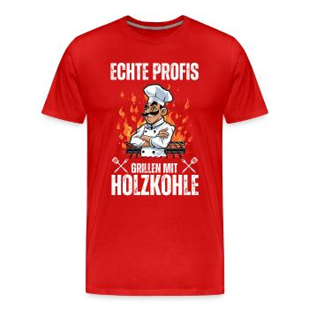 Grillmeister BBQ Barbecue Grill Chef Holzkohle - Männer Premium Bio T-Shirt - Rot - Vorne - Damien (186cm)
