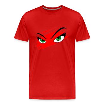 Yeux verts - T-shirt bio Premium Homme - rouge - Devant - Damien (186cm)