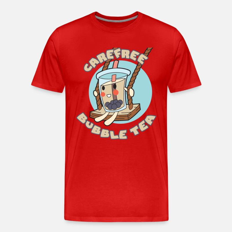 Sorgloser Bubble Tea - Männer Premium Bio T-Shirt - Rot
