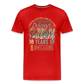 18 birthday 2004 vintage vintage birthday - Men's Premium Organic T-Shirt - red - Front - Damien (186cm)