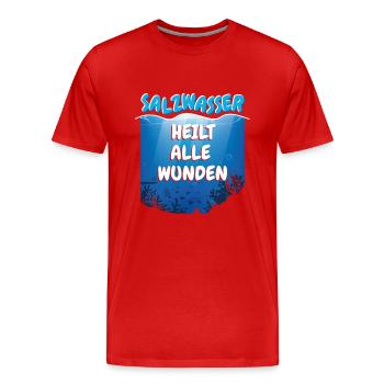 Tauchen Taucher Salzwasser Heilt Meer Geschenk - Männer Premium Bio T-Shirt - Rot - Vorne - Damien (186cm)