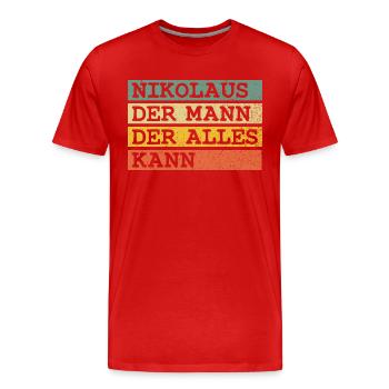 Der Mann Der Alles kann Nikolaus - Männer Premium Bio T-Shirt - Rot - Vorne - Damien (186cm)