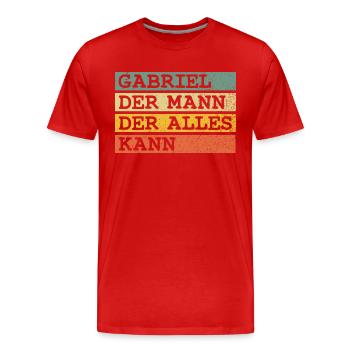 Der Mann Der Alles kann Gabriel - Männer Premium Bio T-Shirt - Rot - Vorne - Damien (186cm)