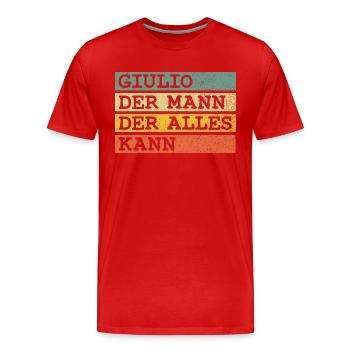 Der Mann Der Alles kann Giulio - Männer Premium Bio T-Shirt - Rot - Vorne - Damien (186cm)