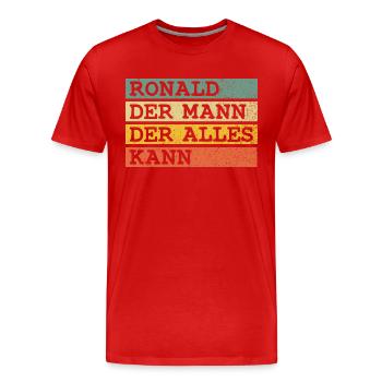Der Mann Der Alles kann Ronald - Männer Premium Bio T-Shirt - Rot - Vorne - Damien (186cm)