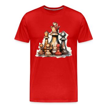 Échecs - T-shirt bio Premium Homme - rouge - Devant - Damien (186cm)