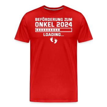 Beförderung zum Onkel 2024 lädt - Männer Premium Bio T-Shirt - Rot - Vorne - Damien (186cm)