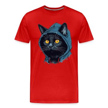 Katzenkopf Schwarze Katze Bombay Happy Cat Katzen - Männer Premium Bio T-Shirt - Rot - Vorne - Damien (186cm)