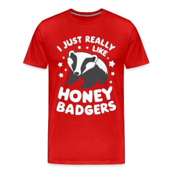 Blaireau Miel Blaireau Animal - T-shirt bio Premium Homme - rouge - Devant - Damien (186cm)