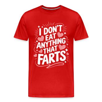 Végétarien Végétalien Végétarien Végétarien - T-shirt bio Premium Homme - rouge - Devant - Damien (186cm)
