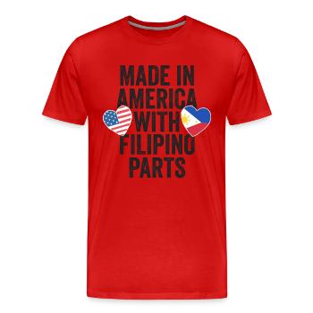 HERGESTELLT IN AMERIKA MIT PHILIPPINISCHEN TEILEN - Männer Premium Bio T-Shirt - Rot - Vorne - Damien (186cm)