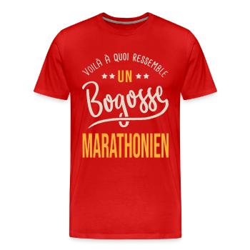 running bogosse marathonien cadeau marathon - T-shirt bio Premium Homme - rouge - Devant - Damien (186cm)