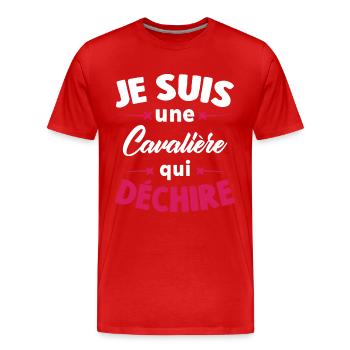 Je suis une Cavalière qui déchire - T-shirt bio Premium Homme - rouge - Devant - Damien (186cm)