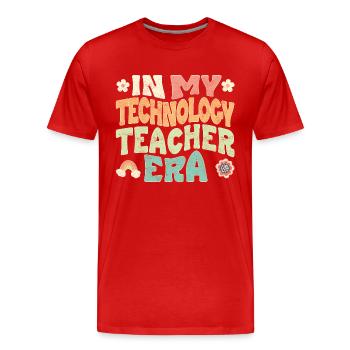 À l’époque de mon professeur de technologie - T-shirt bio Premium Homme - rouge - Devant - Damien (186cm)