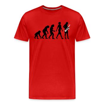 Evolution der Frau Saxophon Spielerin - Männer Premium Bio T-Shirt - Rot - Vorne - Damien (186cm)