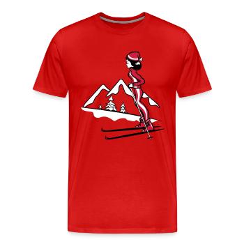 Winter holiday ski pass - Men's Premium Organic T-Shirt - red - Front - Damien (186cm)