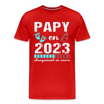Papy en 2023 annonce naissance cadeau futur papy - T-shirt bio Premium Homme - rouge - Devant - Damien (186cm)