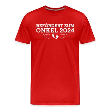 Befördert zum Onkel 2024 - Männer Premium Bio T-Shirt - Rot - Vorne - Damien (186cm)