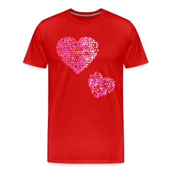 Deux coeurs roses - T-shirt bio Premium Homme - rouge - Devant - Damien (186cm)