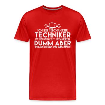 Mechaniker Techniker | Mechaniker - Männer Premium Bio T-Shirt - Rot - Vorne - Damien (186cm)