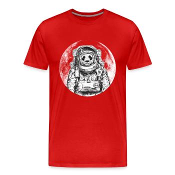 Panda Astronaut Bär Mond Wildtier Weltall - Männer Premium Bio T-Shirt - Rot - Vorne - Damien (186cm)