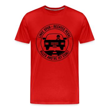Linke Spur – Rechtes Pedal: Alles And’re Ist Egal! - Männer Premium Bio T-Shirt - Rot - Vorne - Damien (186cm)
