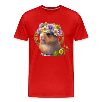 Cute guinea pig - Men's Premium Organic T-Shirt - red - Front - Damien (186cm)