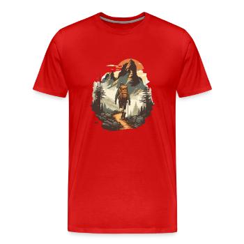 Wanderfreude Lust am Wandern - Männer Premium Bio T-Shirt - Rot - Vorne - Damien (186cm)