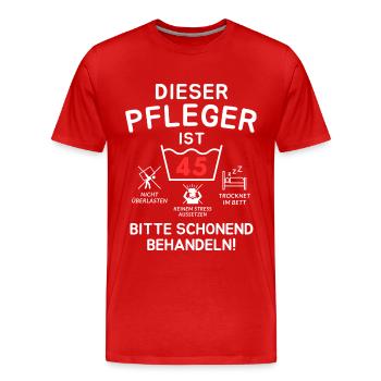 Dieser Pfleger ist 45. Schonend behandeln - Männer Premium Bio T-Shirt - Rot - Vorne - Damien (186cm)
