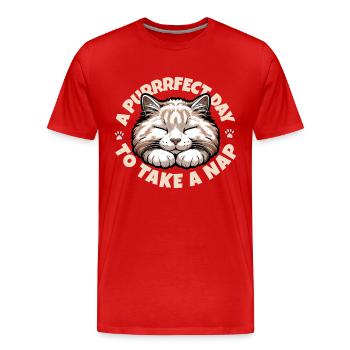Drôle de cadeau d’amant de chat - T-shirt bio Premium Homme - rouge - Devant - Damien (186cm)