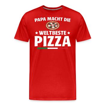 Pizzabäcker Papa macht die weltbeste Pizza - Männer Premium Bio T-Shirt - Rot - Vorne - Damien (186cm)