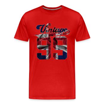 27TH BIRTHDAY UK VINTAGE 1999 - Men's Premium Organic T-Shirt - red - Front - Damien (186cm)