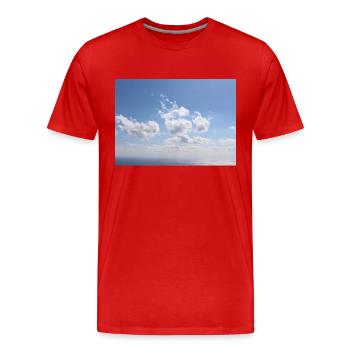 Ehrfürchtig blauer Himmel Wolken Muster - Sommerurlaub - Männer Premium Bio T-Shirt - Rot - Vorne - Damien (186cm)