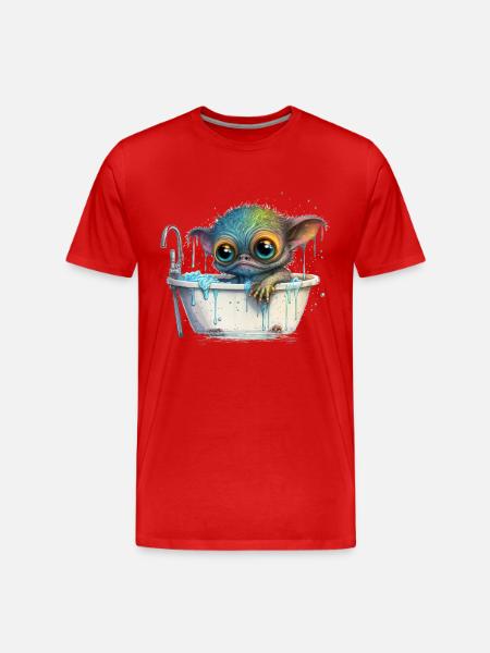 Cute alien - Men's Premium Organic T-Shirt - red