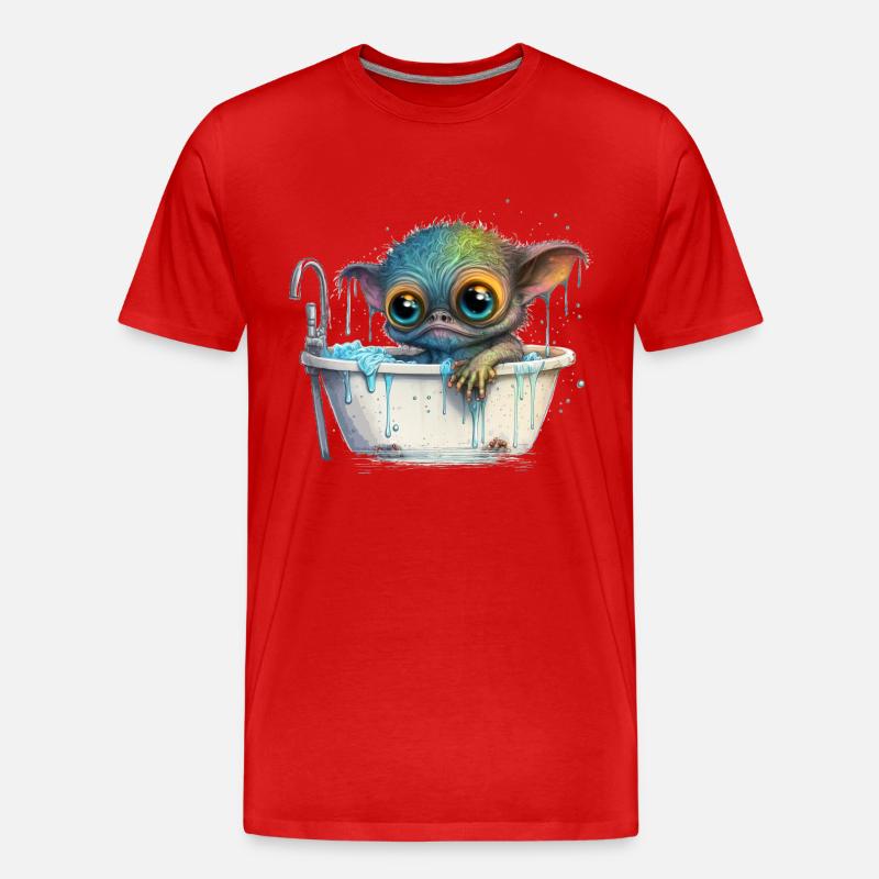 Niedlicher Alien - Männer Premium Bio T-Shirt - Rot