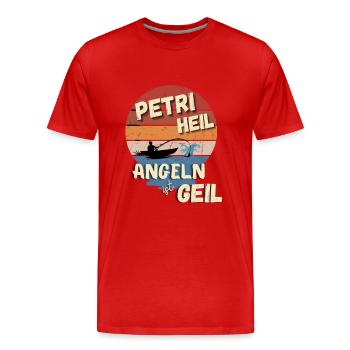 Angeln Petri Heil Angeln ist Geil Geschenk Idee - Männer Premium Bio T-Shirt - Rot - Vorne - Damien (186cm)