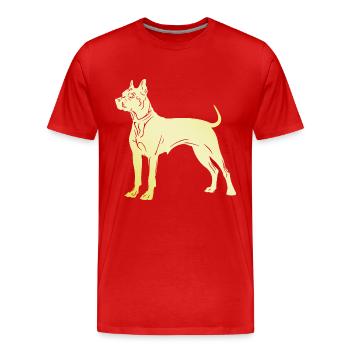 Pit Terrier Dog Silhouette - Men's Premium Organic T-Shirt - red - Front - Damien (186cm)