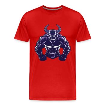 Bull Muscles Bodybuilding Taurus - Men's Premium Organic T-Shirt - red - Front - Damien (186cm)