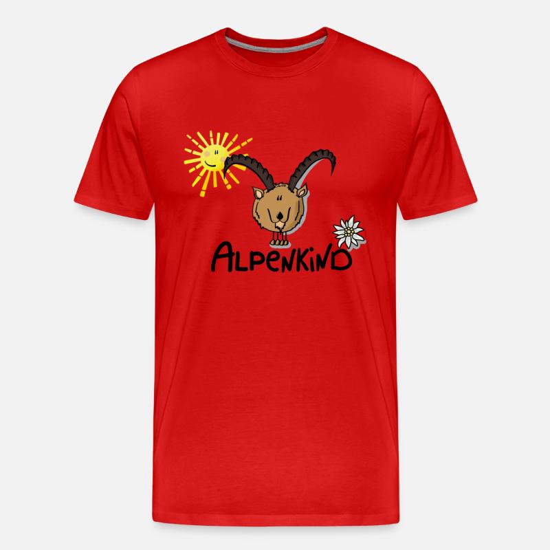 Alpenkind Steinbock - Männer Premium Bio T-Shirt - Rot