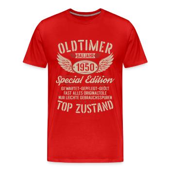 Oldtimer Baujahr 1950 Jahrgang Geburtstag Geschenk - Männer Premium Bio T-Shirt - Rot - Vorne - Damien (186cm)