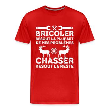 Bricoler et chasser humour bricoleur chasseur. - T-shirt bio Premium Homme - rouge - Devant - Damien (186cm)