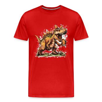 Dinosaurier stegosaurus Bier - Männer Premium Bio T-Shirt - Rot - Vorne - Damien (186cm)