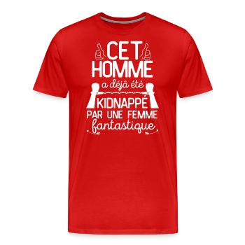 Cet Homme est pris par une Femme fantastique - T-shirt bio Premium Homme - rouge - Devant - Damien (186cm)