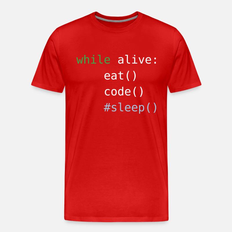 Python-kode | Spis søvnkode Gentag | Programmering - Herre Premium T-shirt økologisk - rød