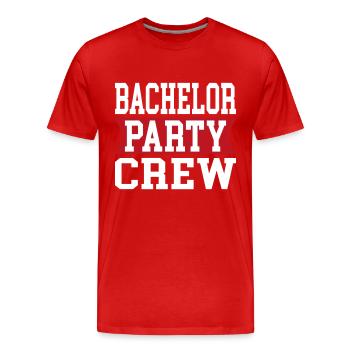 Bachelor Party Crew - Men's Premium Organic T-Shirt - red - Front - Damien (186cm)