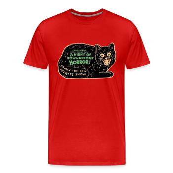 Vintage Halloween Black Cat Night of Horror - Men's Premium Organic T-Shirt - red - Front - Damien (186cm)