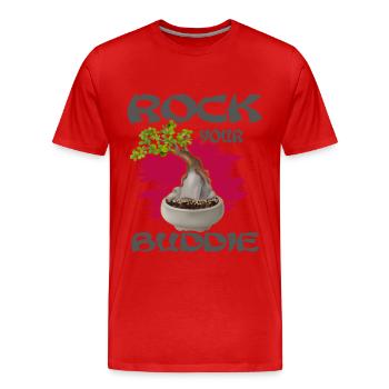 Bonsai Bonsai Tree "Bonsai on the Rock" - Men's Premium Organic T-Shirt - red - Front - Damien (186cm)