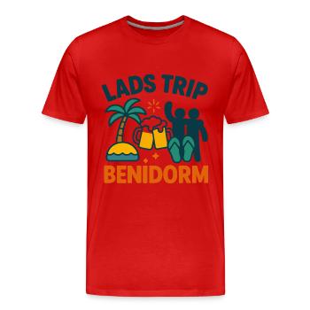 Benidorm Lads Trip – On Tour - Men's Premium Organic T-Shirt - red - Front - Damien (186cm)