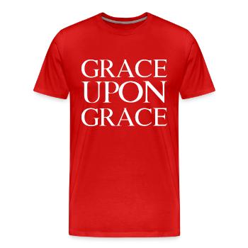 Grace Upon Grace - Men's Premium Organic T-Shirt - red - Front - Damien (186cm)