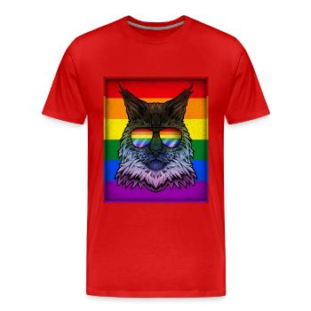Gay Main Coon Kitten LGBTQ Pride Month - T-shirt bio Premium Homme - rouge - Devant - Damien (186cm)